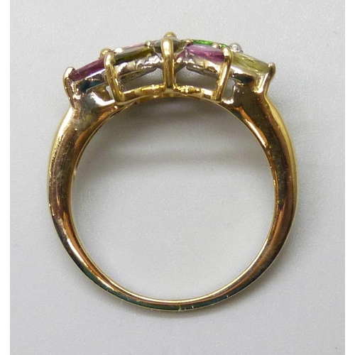 7079 - A silver gilt Gemporia multi gemstone cluster ring, S