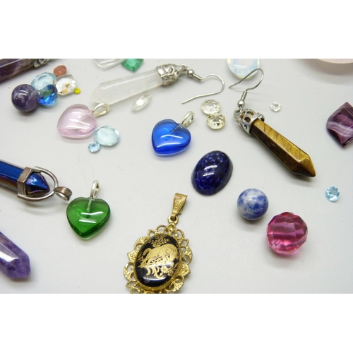 7089 - A collection of gemstone pendants and loose gemstones