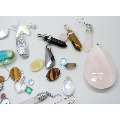 7089 - A collection of gemstone pendants and loose gemstones