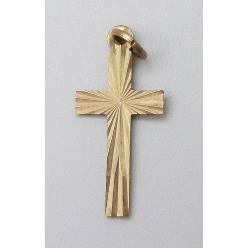 7103 - A 9ct gold cross pendant, 0.5g, together with a collection of costume jewellery