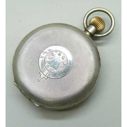 7136 - A silver Hebdomas 8 day pocket watch, import mark London 1918