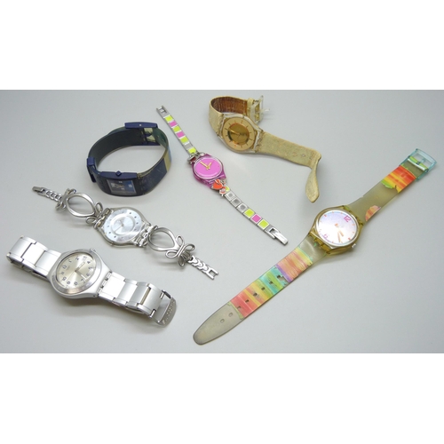 7137 - Six Swatch wristwatches