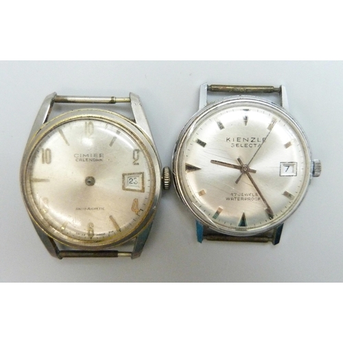 7144 - Five wristwatch heads including Smiths and Kienzle