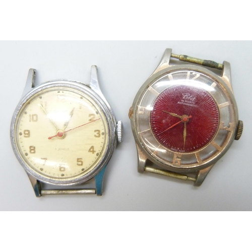 7144 - Five wristwatch heads including Smiths and Kienzle