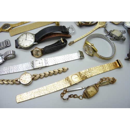 7147 - A collection of mechanical wristwatches, some a/f, including a trench style wristwatch, 40mm includi... 