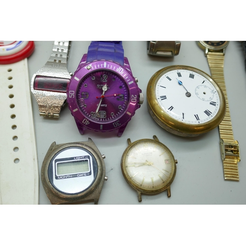 7162 - A collection of wristwatches and a pocket watch, a/f