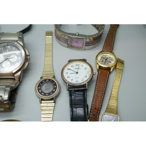 7162 - A collection of wristwatches and a pocket watch, a/f