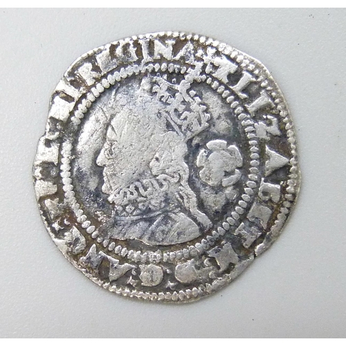 7168 - Coins; an Elizabeth I 1574 three half pence coin