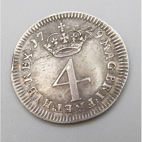 7171 - Coins; a George II 1729 4d