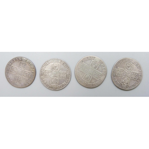 7179 - Coins; Four Queen Anne 1711 silver shillings