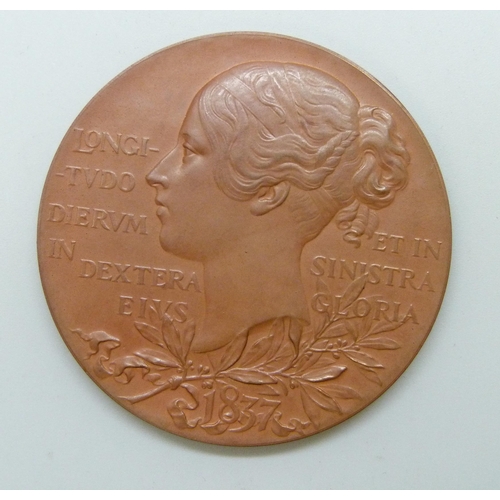 7207 - A Queen Victoria Royal commemorative bronze medallion, cased