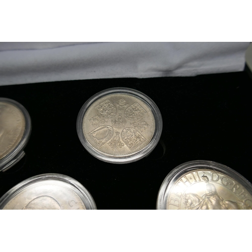 7213 - A Queen Elizabeth II complete crown collection 1953-1981, seven coins, 1953 crown, 1960 New York Exh... 