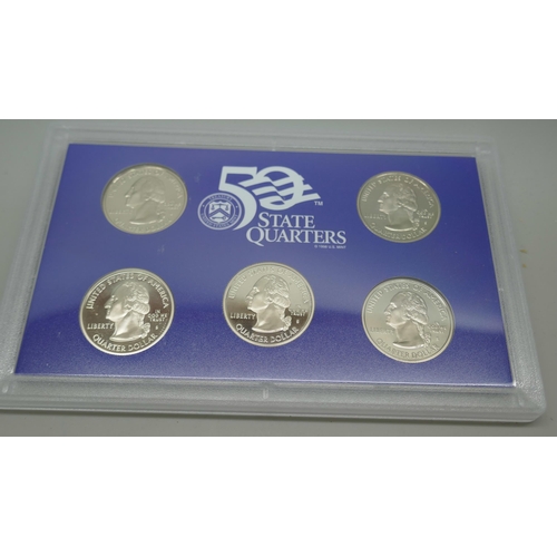 7215 - United States Mint 50 quarters coins, proof set in case as issued, all have George Washington revers... 