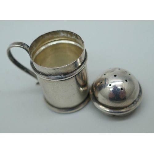 7228 - A Victorian novelty silver salt pot, Cornelius Desormeaux Saunders & James Francis Hollings Shepherd... 