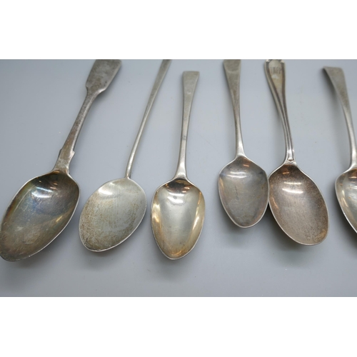 7237 - A collection of assorted silver teaspoons including Georgian and Victorian, 190g