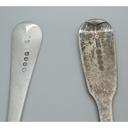 7240 - Two silver serving spoons, London 1835 and 1829, 121g