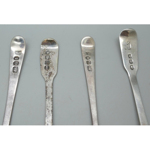 7241 - Georgian spoons - Two sets of three silver mustard spoons and a pair of silver mustard spoons, 85g