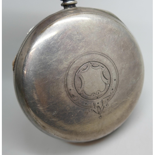 7251 - A silver cased Centre Seconds chronograph pocket watch, Henry Wolfe Manchester, Chester 1889