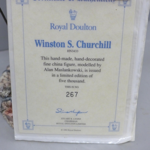 2012 - A Royal Doulton figure, Winston S. Churchill, HN3433, limited edition with certificate, 267/5000, no... 