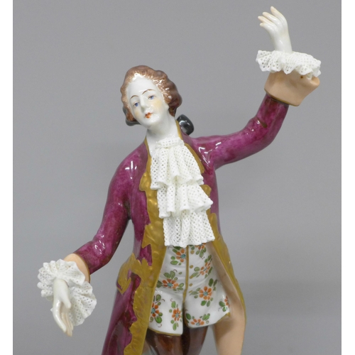 2022 - A Dresden Volkstedt figure, 'Prince Charming', 26.5cm