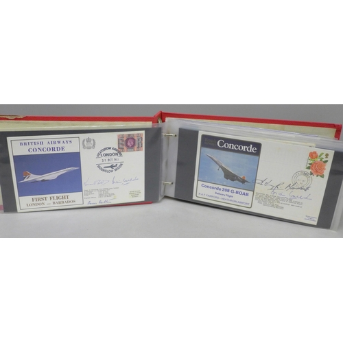 2025 - Concorde ephemera; an album of thirty-seven Concorde covers including twelve signed