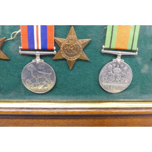 2026 - A framed group of five World War II medals