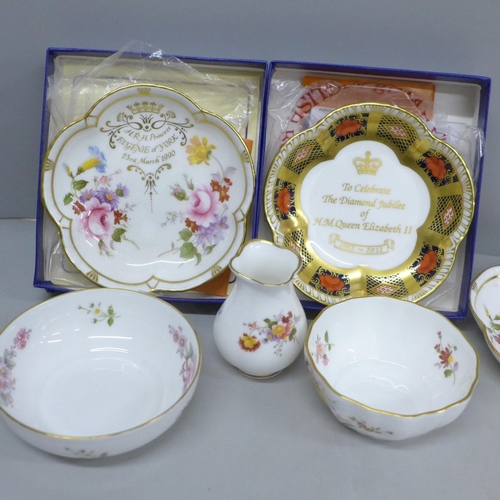 2030 - Four Royal Crown Derby pin dishes, all Royal commemorative, two boxed including Imari pattern and fi... 