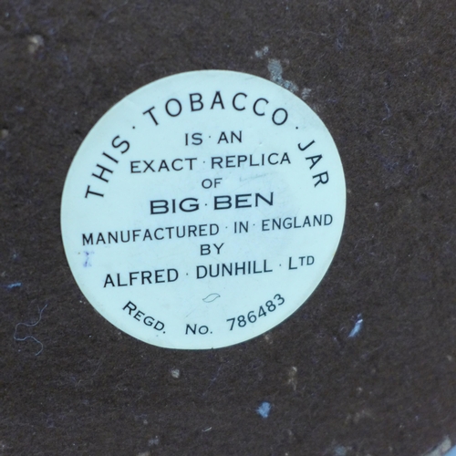 2041 - An Alfred Dunhill tobacco jar, 'an Exact Replica of Big Ben', manufactured in England, diameter of b... 