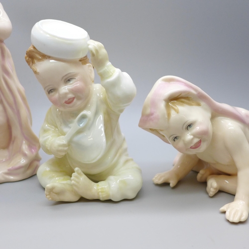 2047 - Four Royal Doulton baby figures 'First Steps', Peek-a-Boo', 'Well Done' and 'What Fun'