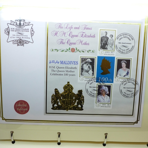 2060 - Stamps; Queen Mother 1900-2002 bound stamp collection, The Life and Times of The Queen Mother Collec... 