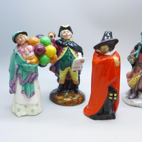 2063 - Six Royal Doulton miniature figures includes The Old Balloon Seller, Good King Wenceslas, etc.