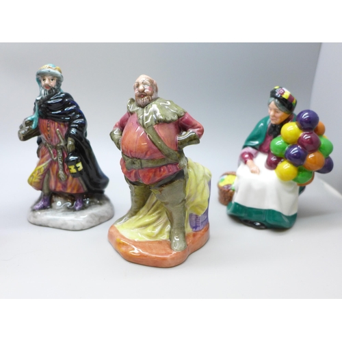 2063 - Six Royal Doulton miniature figures includes The Old Balloon Seller, Good King Wenceslas, etc.