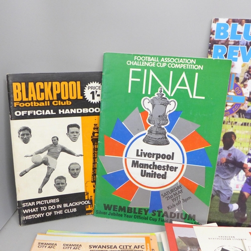 2075 - Football; twenty tickets, including 1971 League Cup Final, Malta, Swansea City, programmes including... 