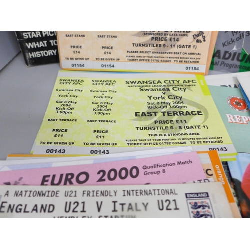 2075 - Football; twenty tickets, including 1971 League Cup Final, Malta, Swansea City, programmes including... 