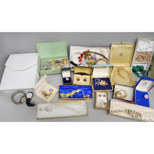 2105 - A collection of costume jewellery and an autograph album containing prose and sketches