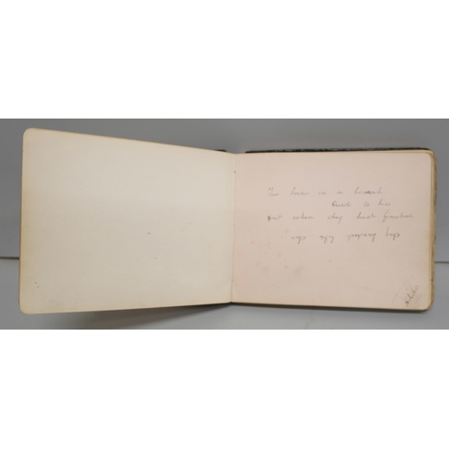 2105 - A collection of costume jewellery and an autograph album containing prose and sketches