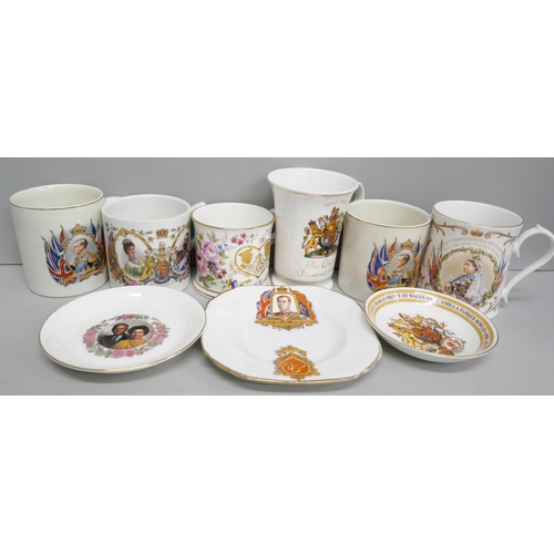 2109 - A collection of Royal commemorative mugs including Queen Victoria onwards