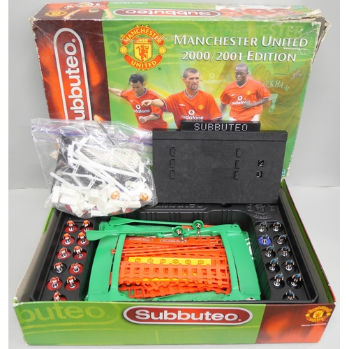 2122 - Two Subbuteo sets, both Manchester United 2000/2001, a Nottingham Forest shirt Capital One sponsorsh... 