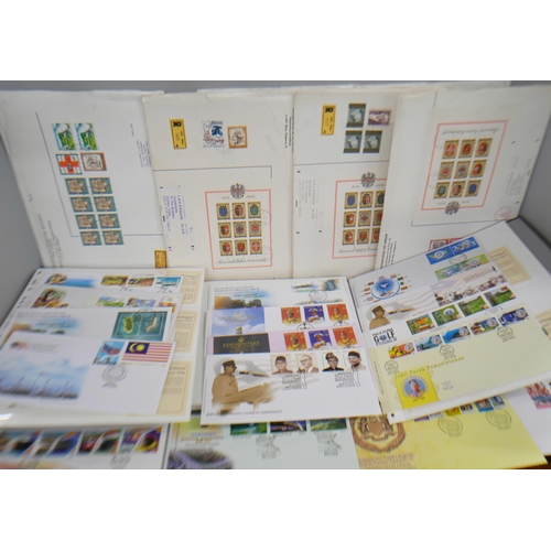 2138 - Stamps; a box of stamps including first day covers. Collection from Malaysia, Netherlands, Portugal ... 