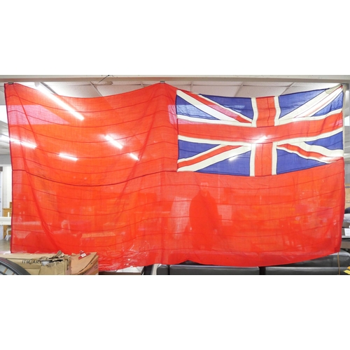 2149 - A large vintage British Merchant Navy Red Ensign flag / duster. Dimensions approximately 1.6 metres ... 