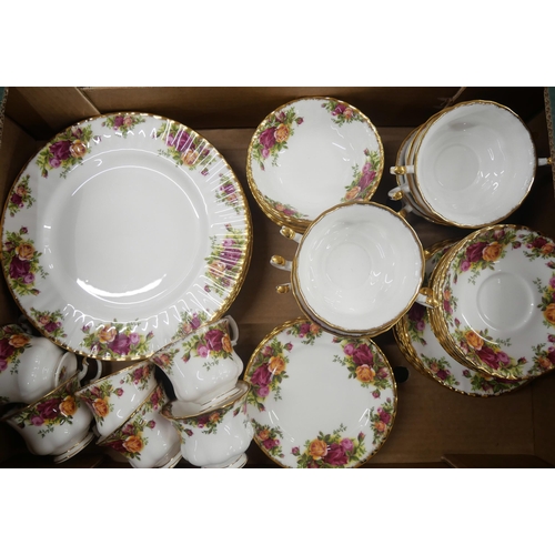 2158 - A bone china Royal Albert dinner service for six in the Old Country Roses pattern, including soup bo... 