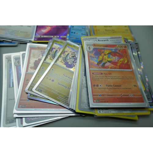 2168 - A collection of 120+ rare holographic Pokémon cards in protective sleeves