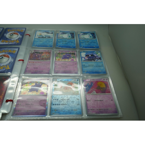 2173 - Pokemon cards, part complete holo sets of ‘151’ Scarlet and Violet, Japanese and English, including ... 