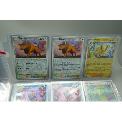 2173 - Pokemon cards, part complete holo sets of ‘151’ Scarlet and Violet, Japanese and English, including ... 