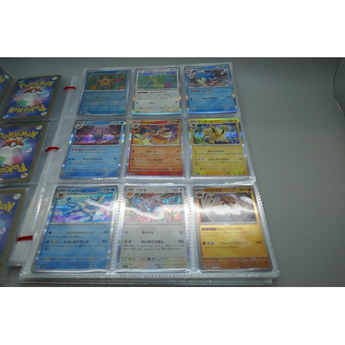 2173 - Pokemon cards, part complete holo sets of ‘151’ Scarlet and Violet, Japanese and English, including ... 