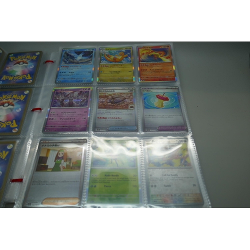 2173 - Pokemon cards, part complete holo sets of ‘151’ Scarlet and Violet, Japanese and English, including ... 