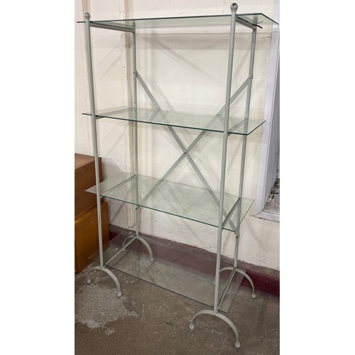 289 - A painted metal and glass four tier room divider