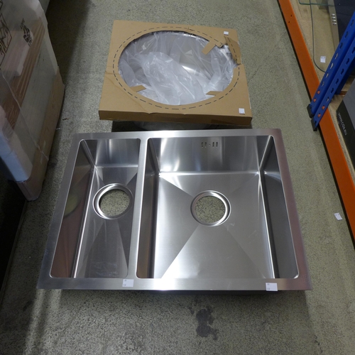 4013 - Idro 1.5 bowl LHD stainless steel sink and installation round stainless steel sink *This lot is subj... 