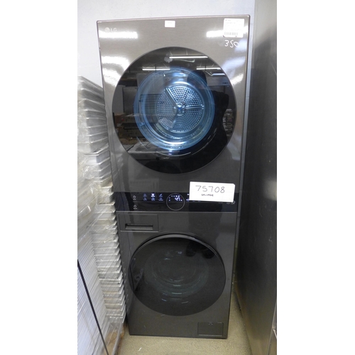 4018 - LG black steel wash-tower washer dryer (12/10Kg) - model no - Original RRP £1499.99 + VAT  (350-284)... 