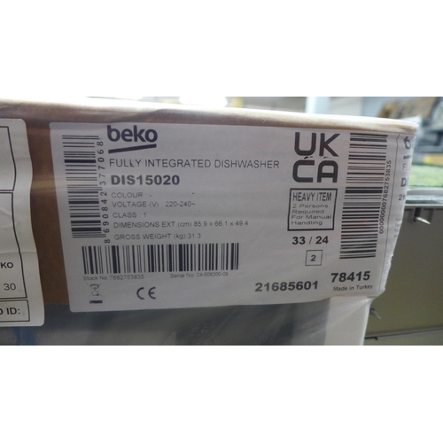 4031 - Beko slimline fully integrated dishwasher (481-103) *This lot is subject to VAT